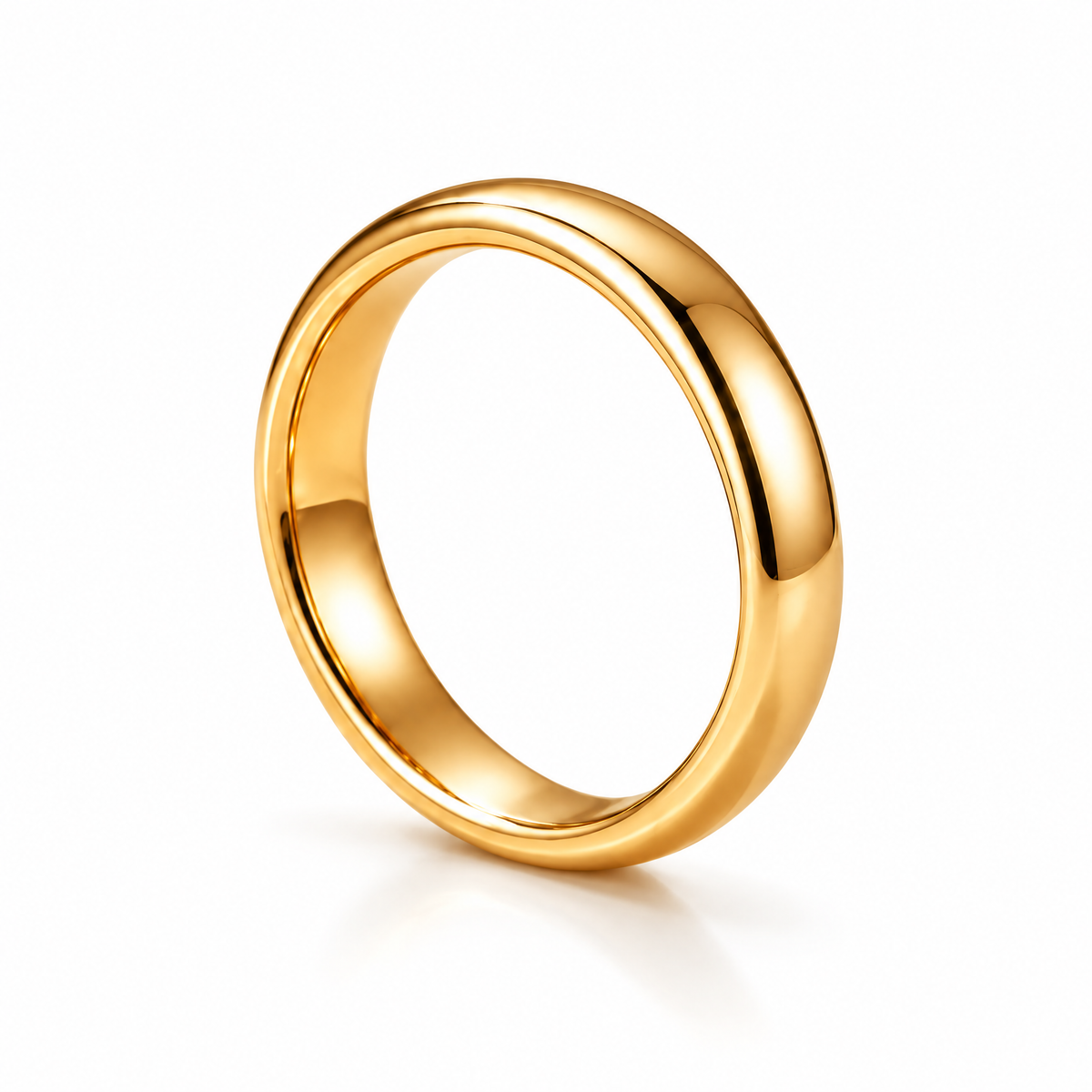 Qixnaro Classic Polished Gold Band Ring, Minimalist Wedding Band